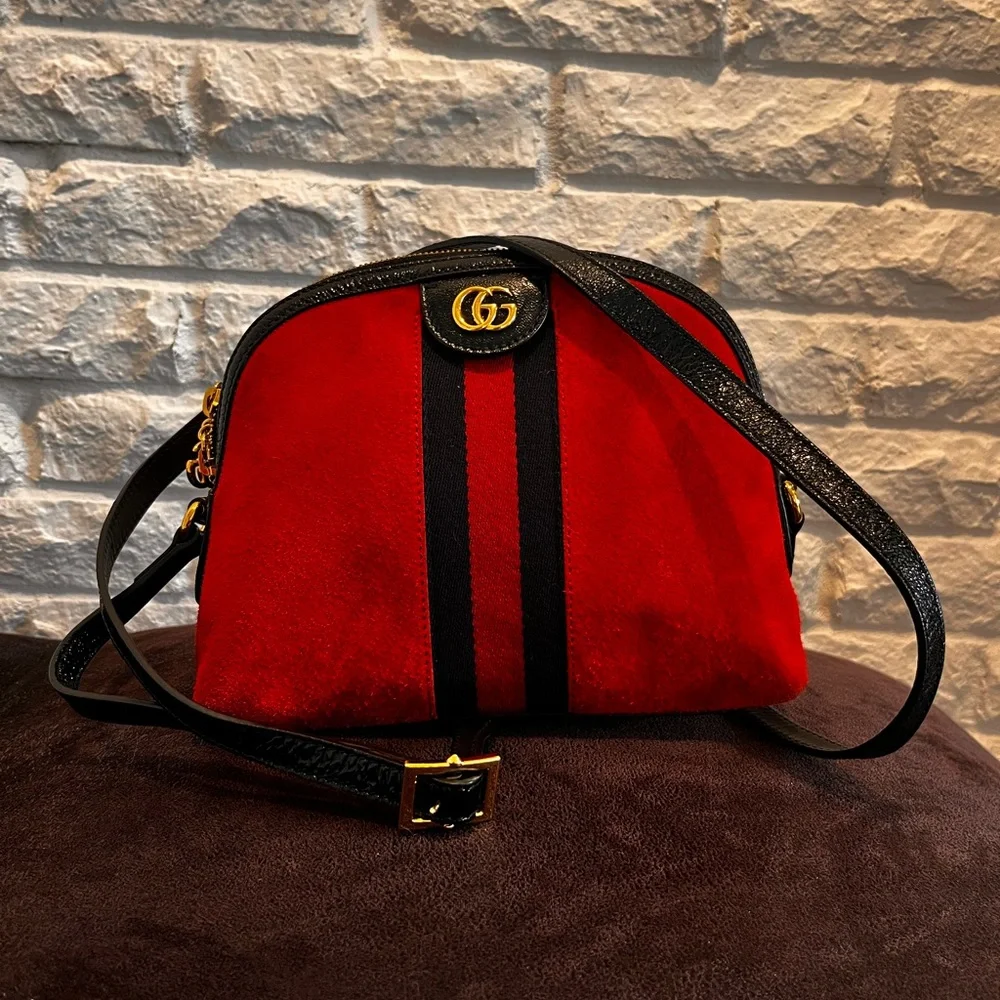 Gucci Vintage Red Suede β Small Ophidia Dome Crossbody Bag - Picture 6 of 17